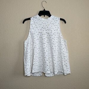 Free People Womens‎ Large Off White Eyelet Embroidered Open Back Sleeveless Top